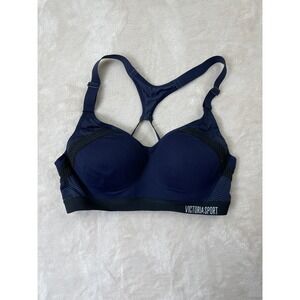 Victorias Secret Sports Bra XS S Blue Wireless Padded Clasp Back Pullover